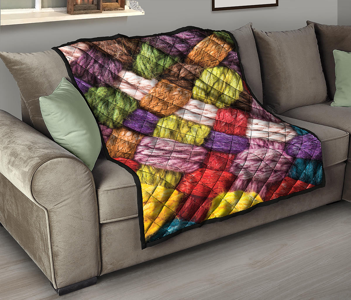 Colorful Wool Yarns Print Quilt
