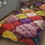 Colorful Wool Yarns Print Quilt Bed Set