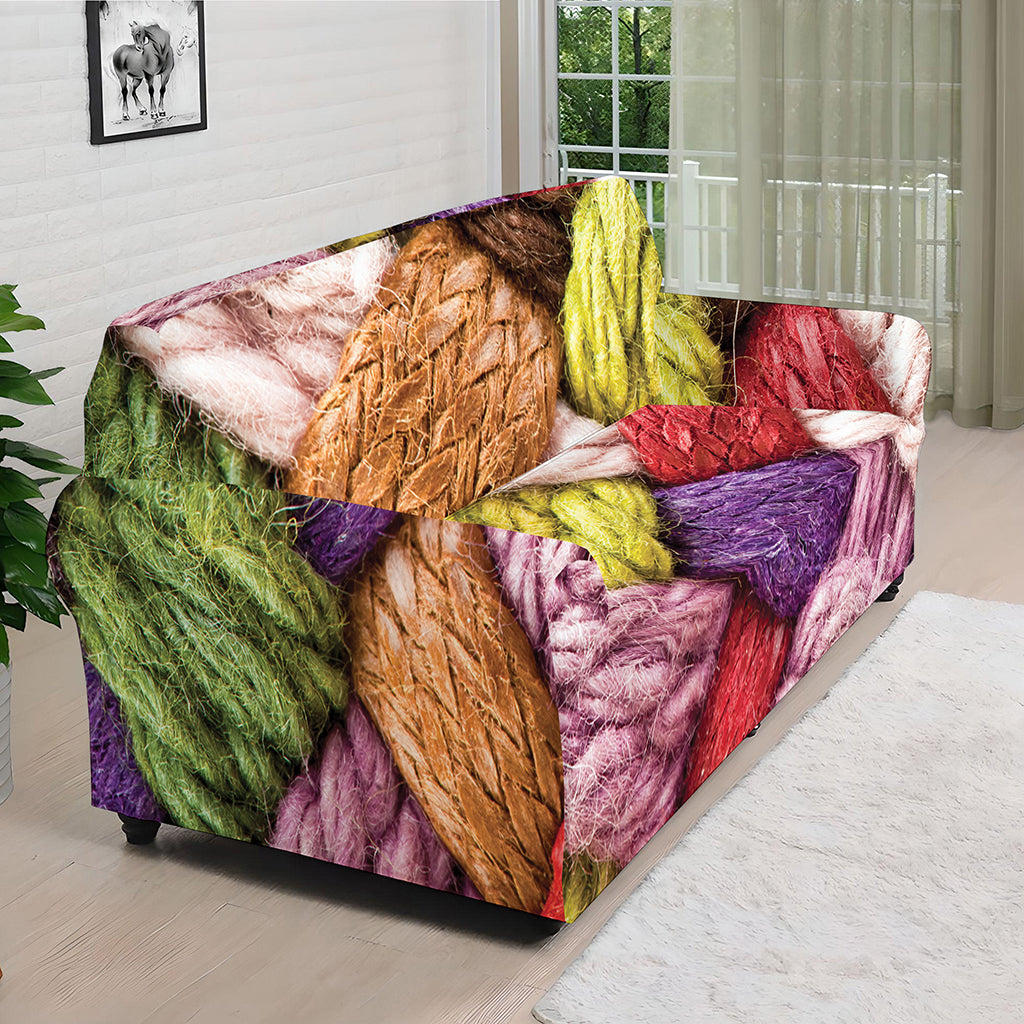 Colorful Wool Yarns Print Sofa Cover