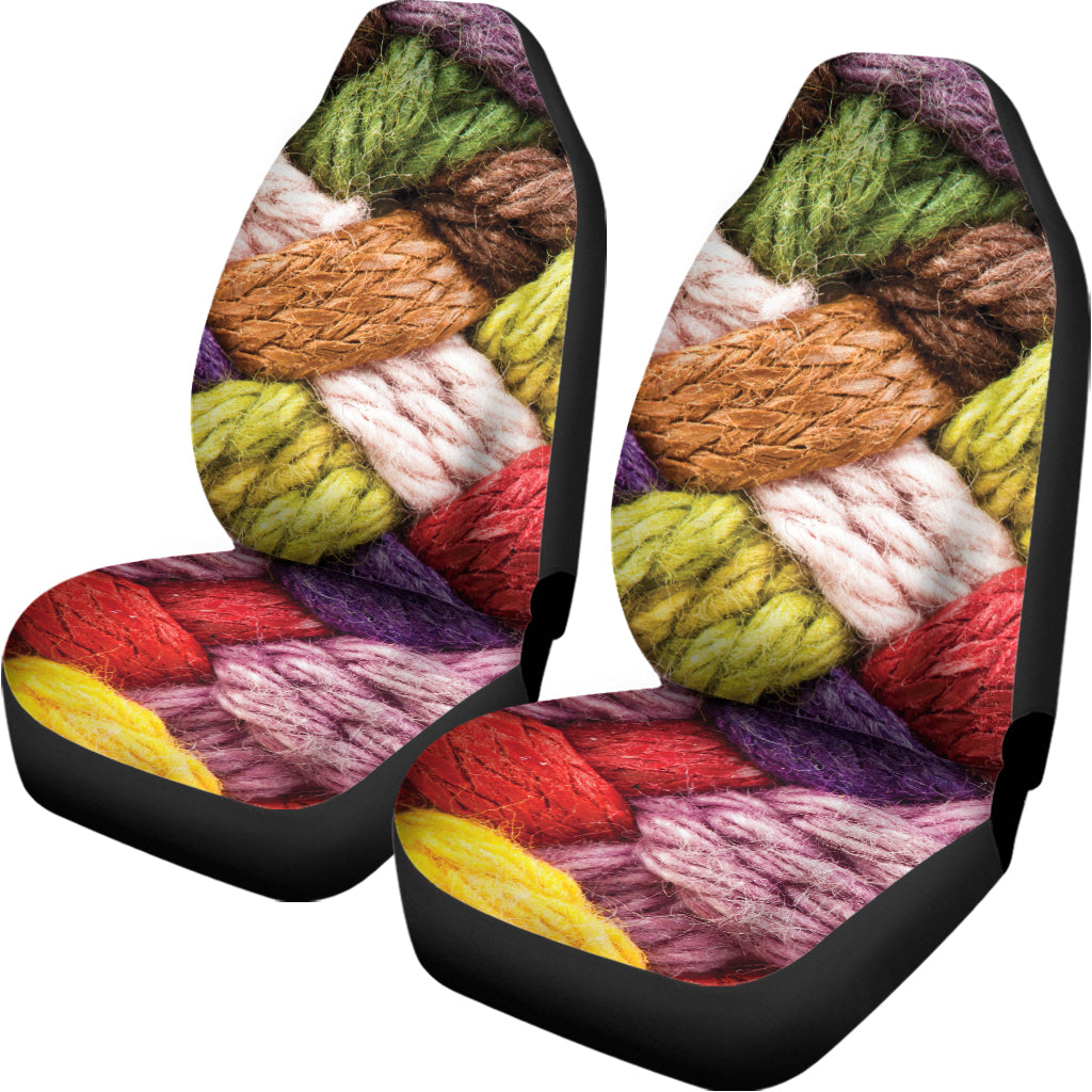 Colorful Wool Yarns Print Universal Fit Car Seat Covers