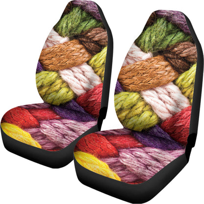 Colorful Wool Yarns Print Universal Fit Car Seat Covers