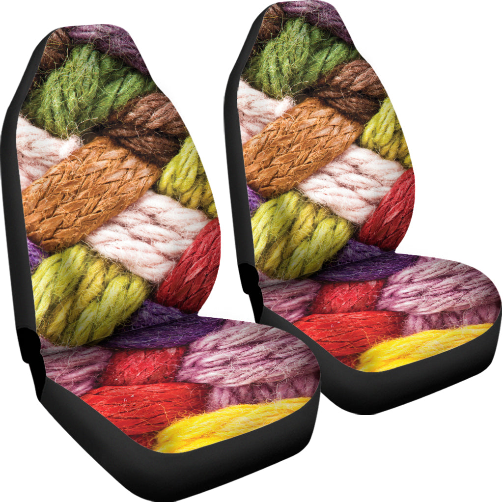 Colorful Wool Yarns Print Universal Fit Car Seat Covers