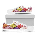 Colorful Wool Yarns Print White Low Top Sneakers