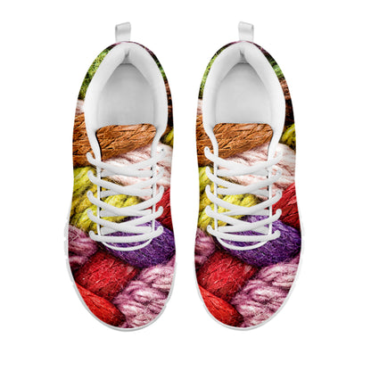 Colorful Wool Yarns Print White Sneakers