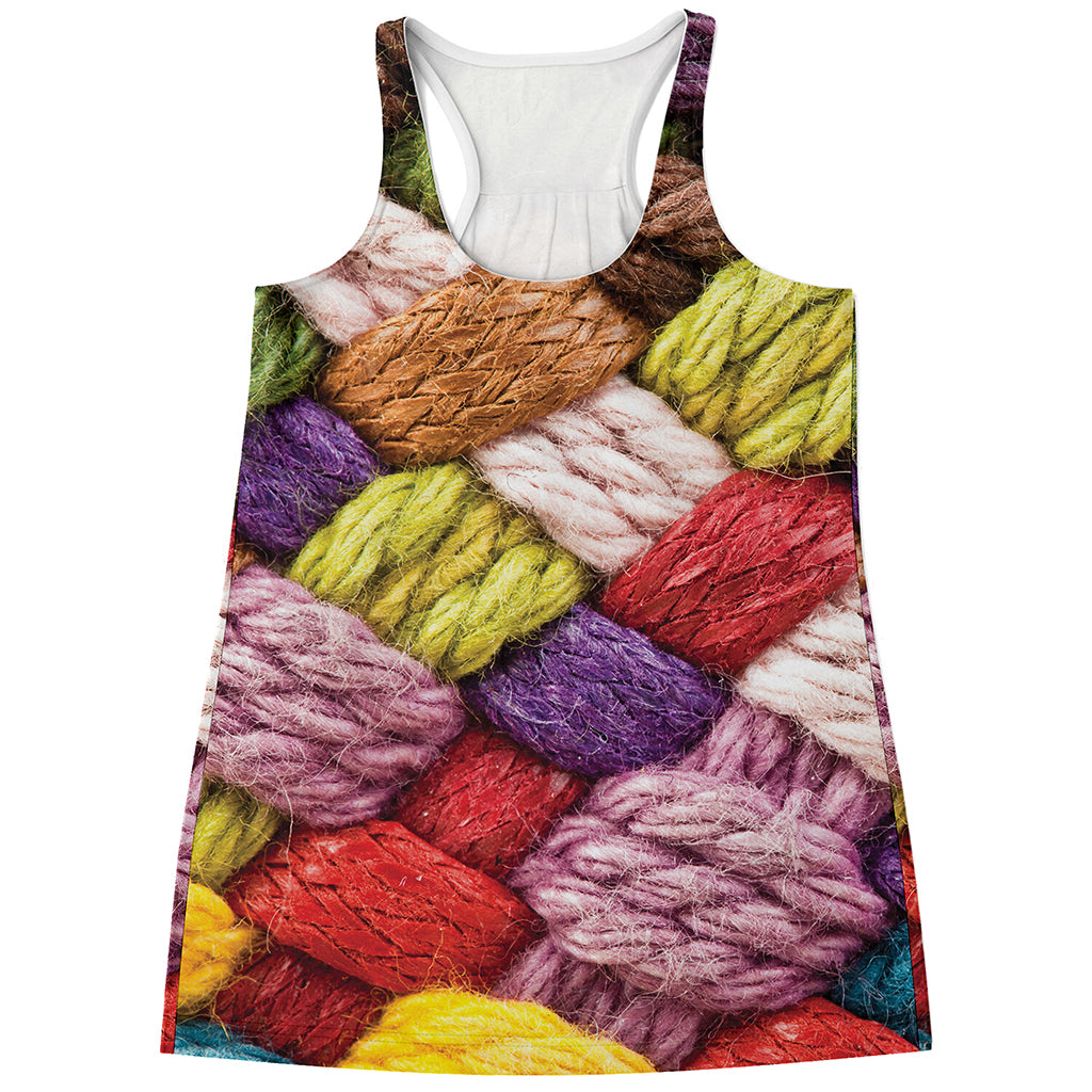 Colorful Wool Yarns Print Women's Racerback Tank Top