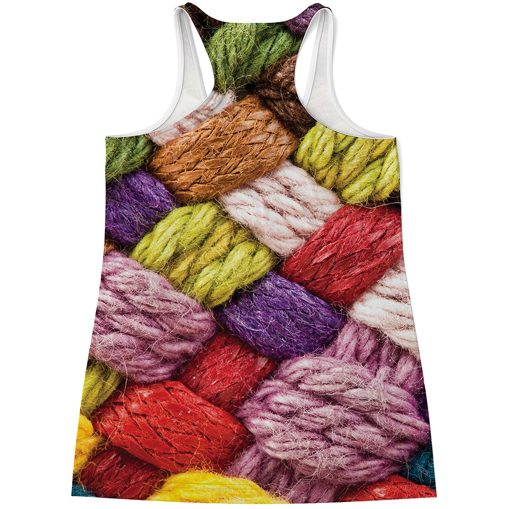 Colorful Wool Yarns Print Women's Racerback Tank Top