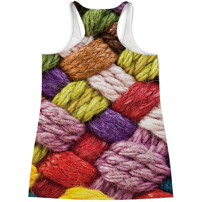 Colorful Wool Yarns Print Women's Racerback Tank Top