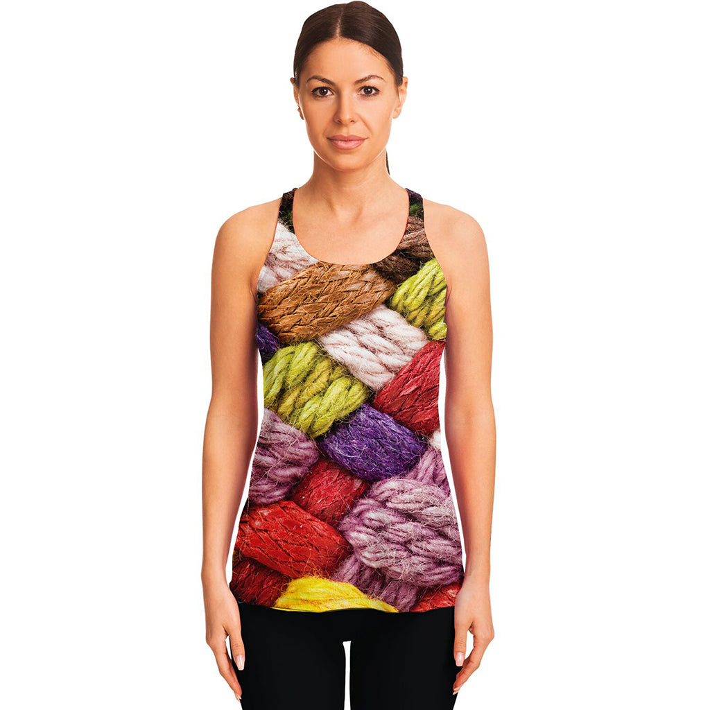 Colorful Wool Yarns Print Women's Racerback Tank Top