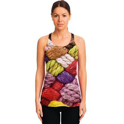 Colorful Wool Yarns Print Women's Racerback Tank Top
