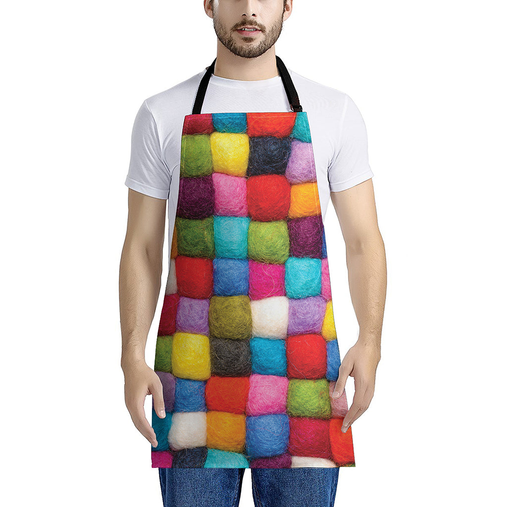 Colorful Yarn Balls Print Apron