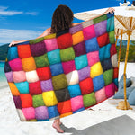 Colorful Yarn Balls Print Beach Sarong Wrap