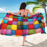 Colorful Yarn Balls Print Beach Sarong Wrap