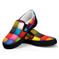 Colorful Yarn Balls Print Black Slip On Sneakers