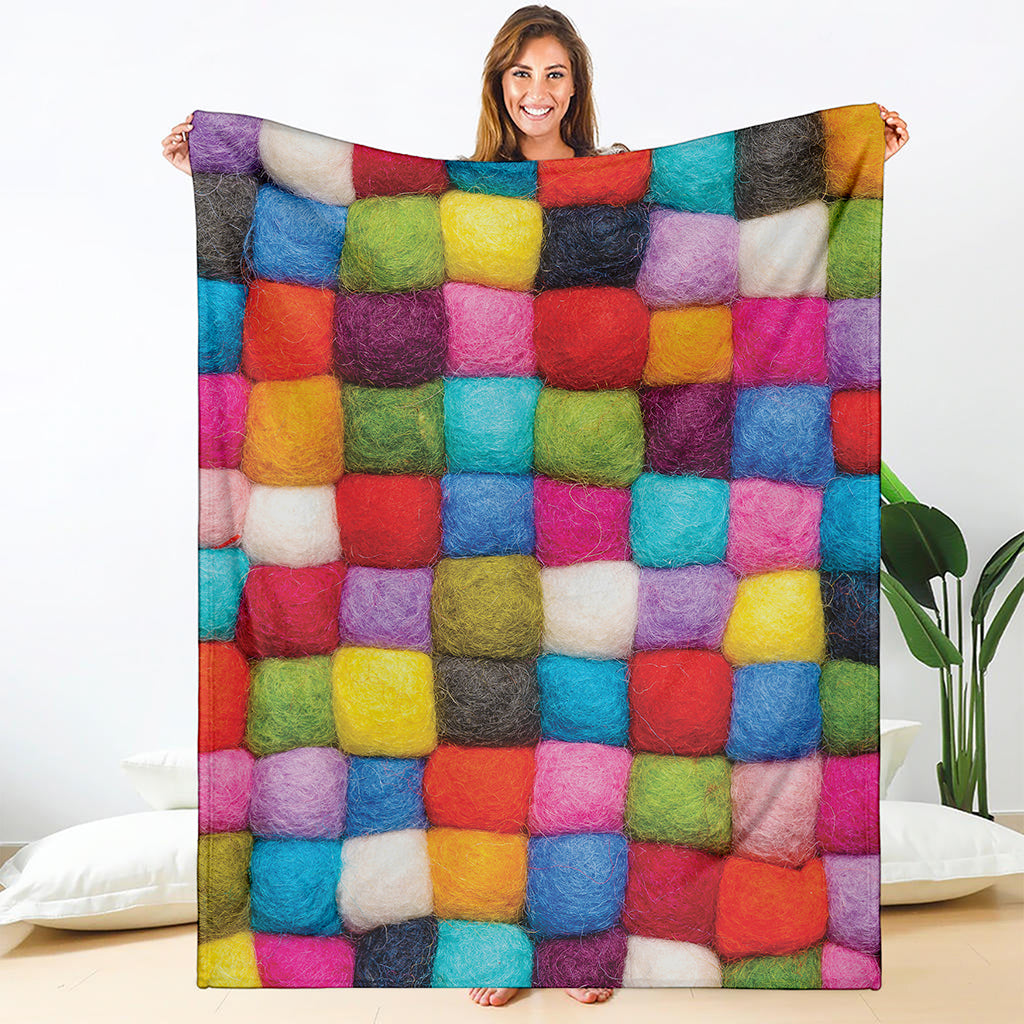Colorful Yarn Balls Print Blanket