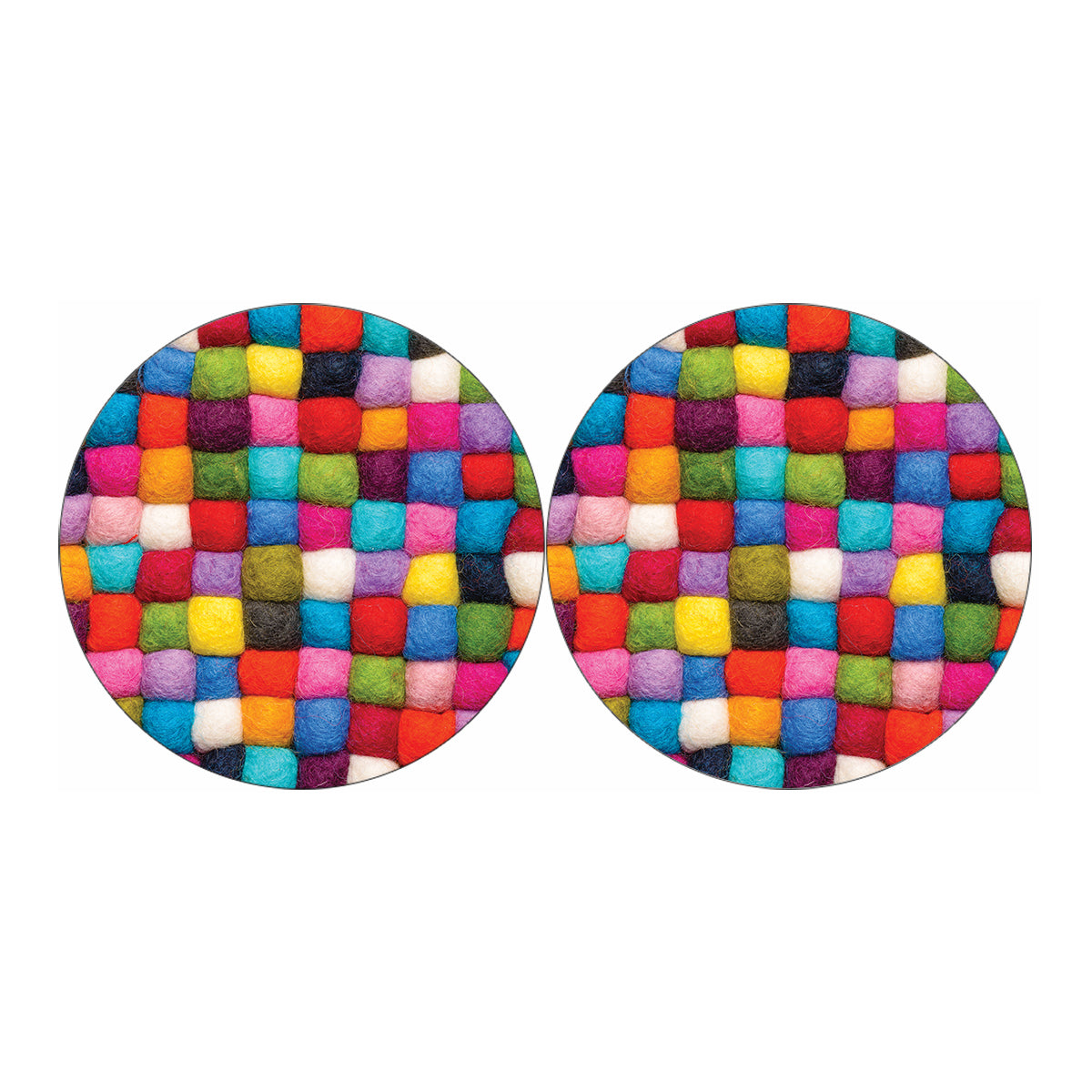 Colorful Yarn Balls Print Car Coasters