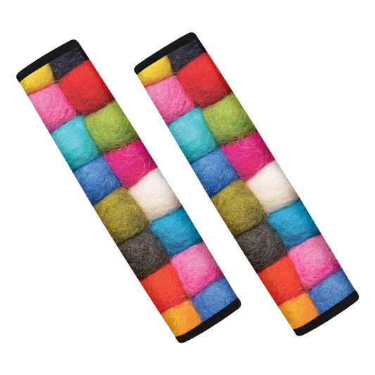 Colorful Yarn Balls Print Car Seat Belt Covers