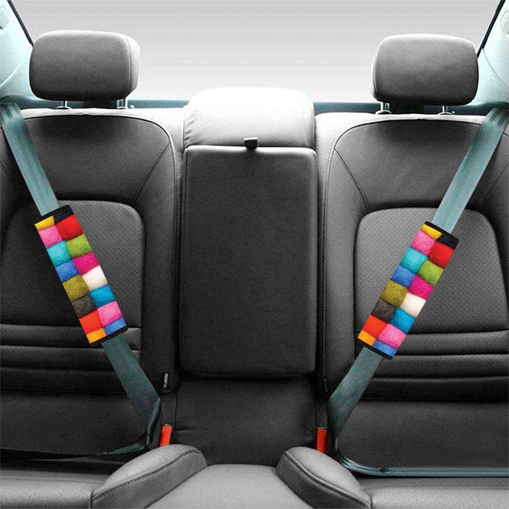 Colorful Yarn Balls Print Car Seat Belt Covers
