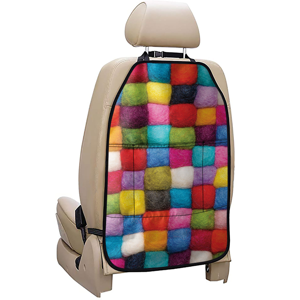 Colorful Yarn Balls Print Car Seat Organizers