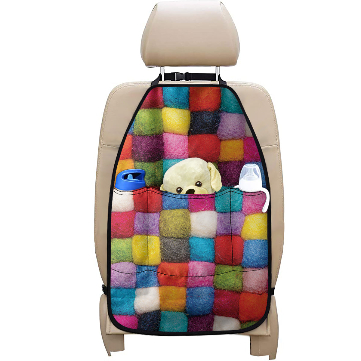Colorful Yarn Balls Print Car Seat Organizers
