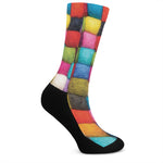 Colorful Yarn Balls Print Crew Socks