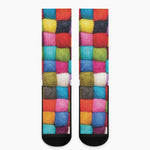 Colorful Yarn Balls Print Crew Socks