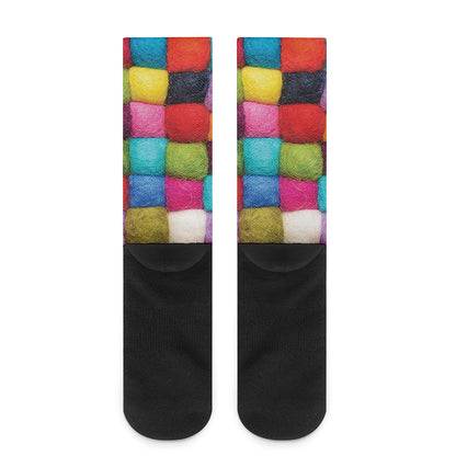 Colorful Yarn Balls Print Crew Socks