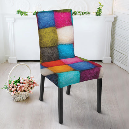 Colorful Yarn Balls Print Dining Chair Slipcover