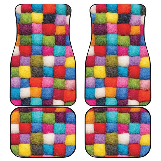 Colorful Yarn Balls Print Front and Back Car Floor Mats