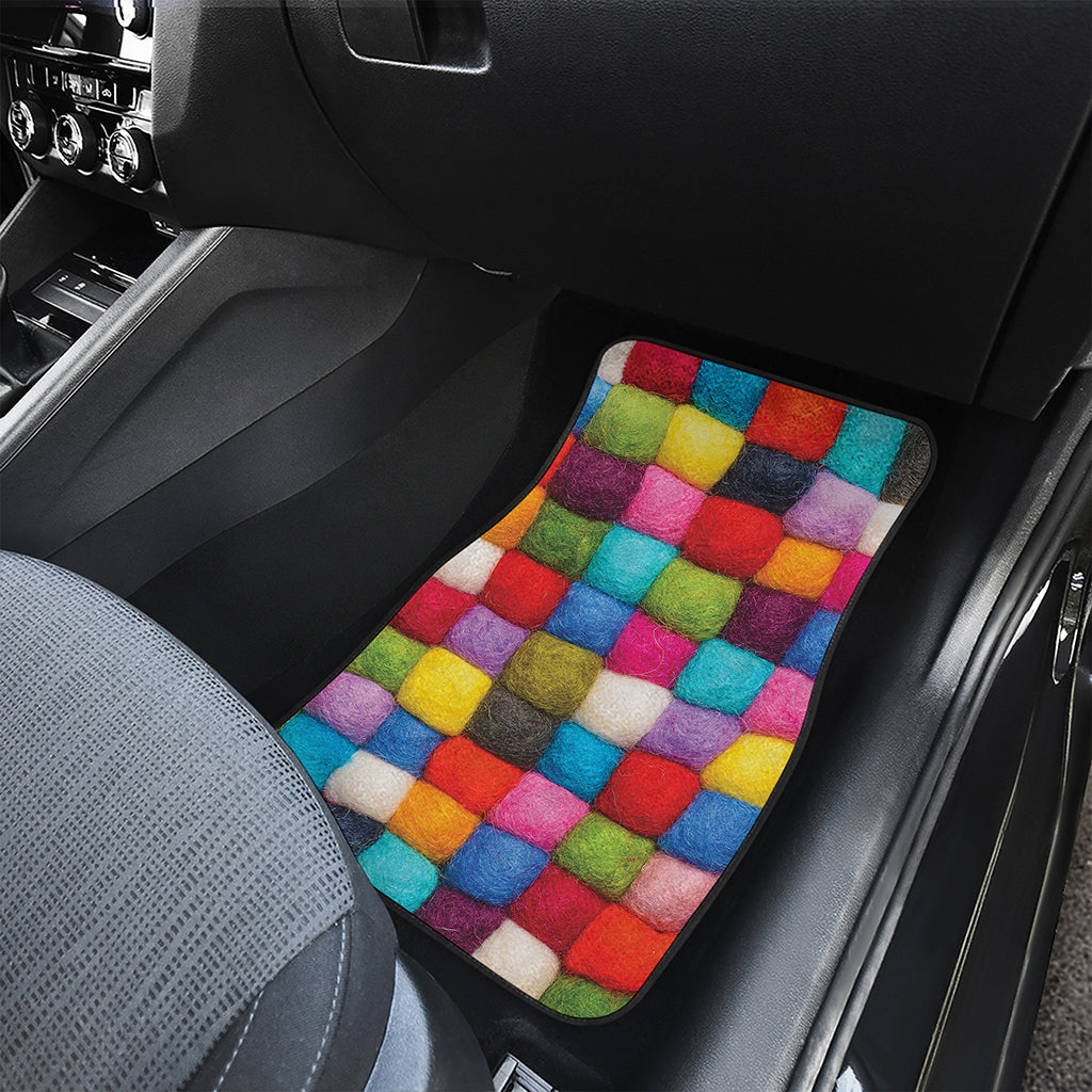Colorful Yarn Balls Print Front and Back Car Floor Mats