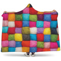 Colorful Yarn Balls Print Hooded Blanket