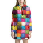 Colorful Yarn Balls Print Hoodie Dress