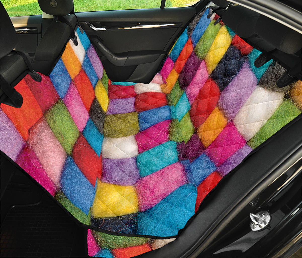 Colorful Yarn Balls Print Pet Car Back Seat Cover