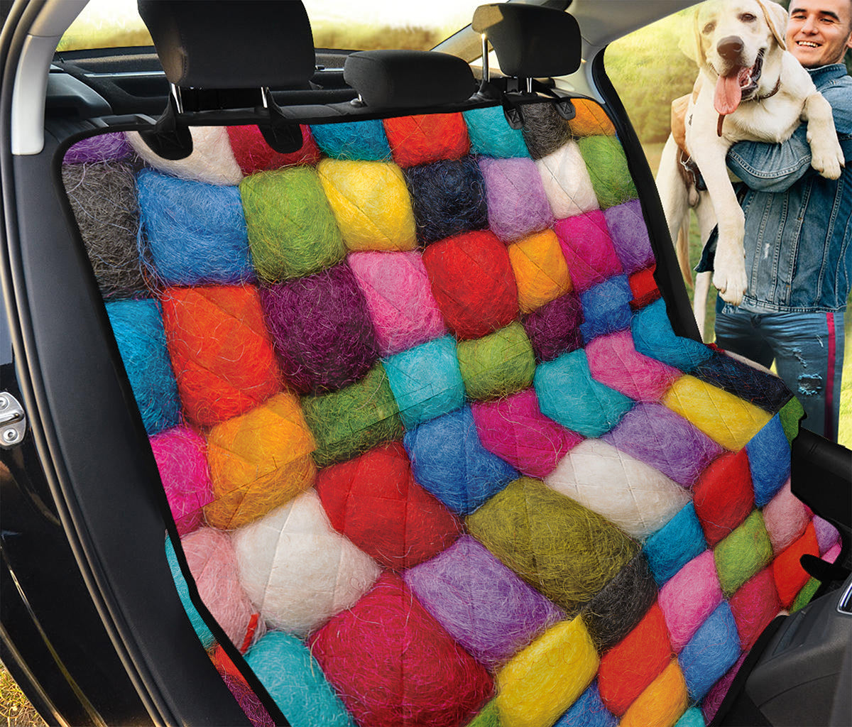 Colorful Yarn Balls Print Pet Car Back Seat Cover