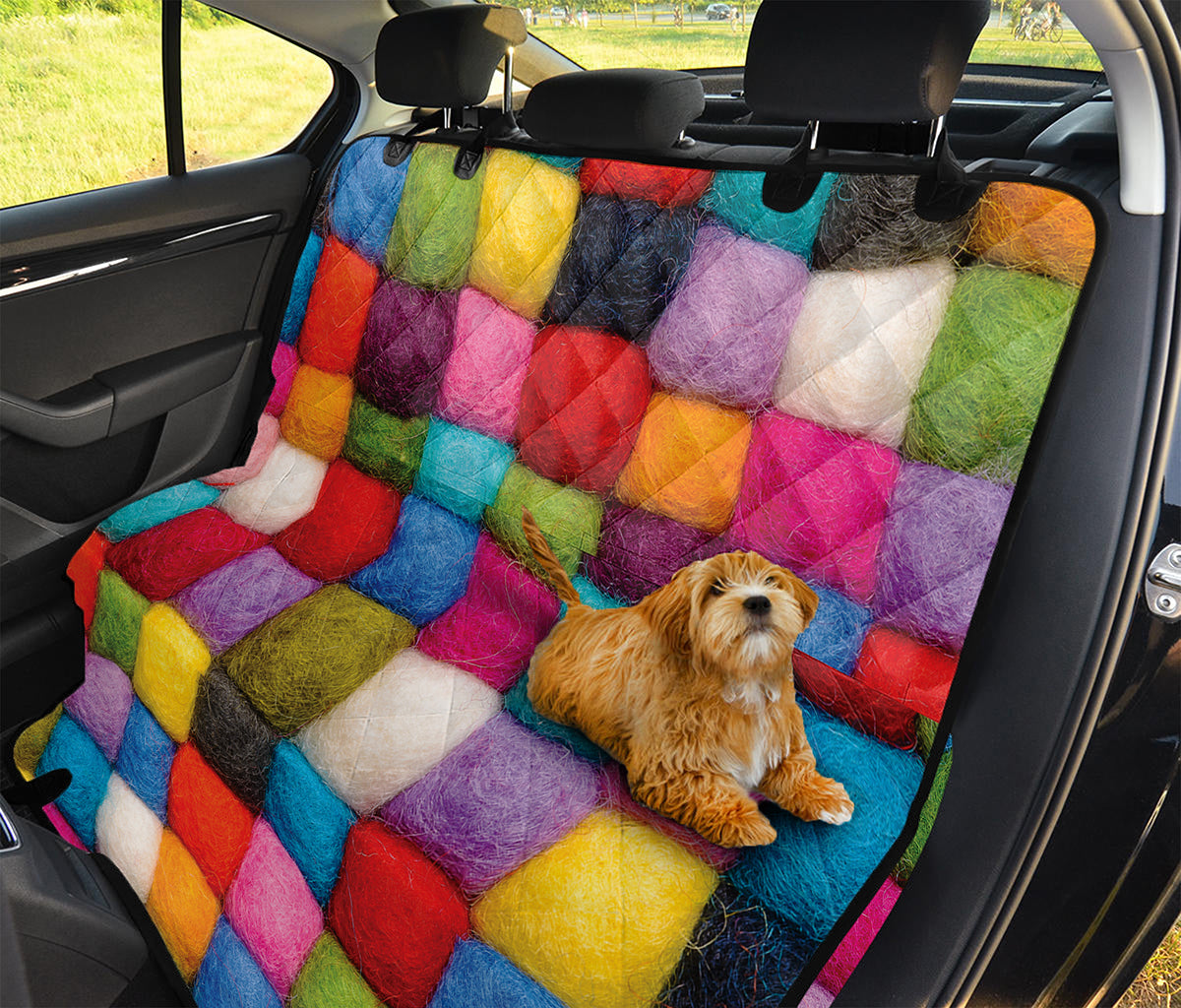 Colorful Yarn Balls Print Pet Car Back Seat Cover