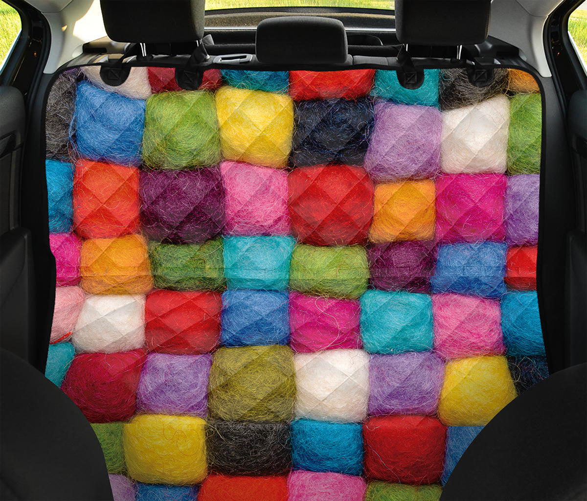 Colorful Yarn Balls Print Pet Car Back Seat Cover
