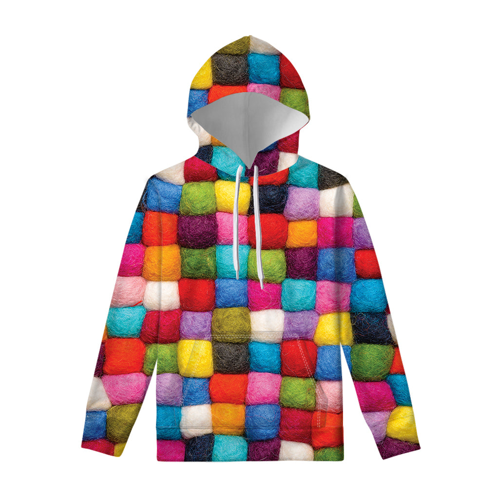 Colorful Yarn Balls Print Pullover Hoodie