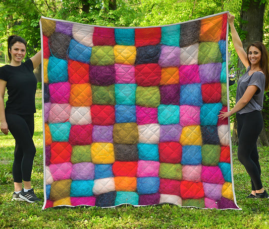 Colorful Yarn Balls Print Quilt