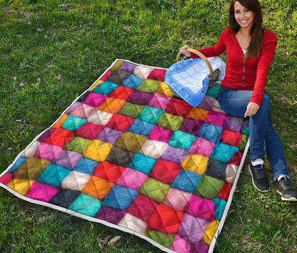 Colorful Yarn Balls Print Quilt