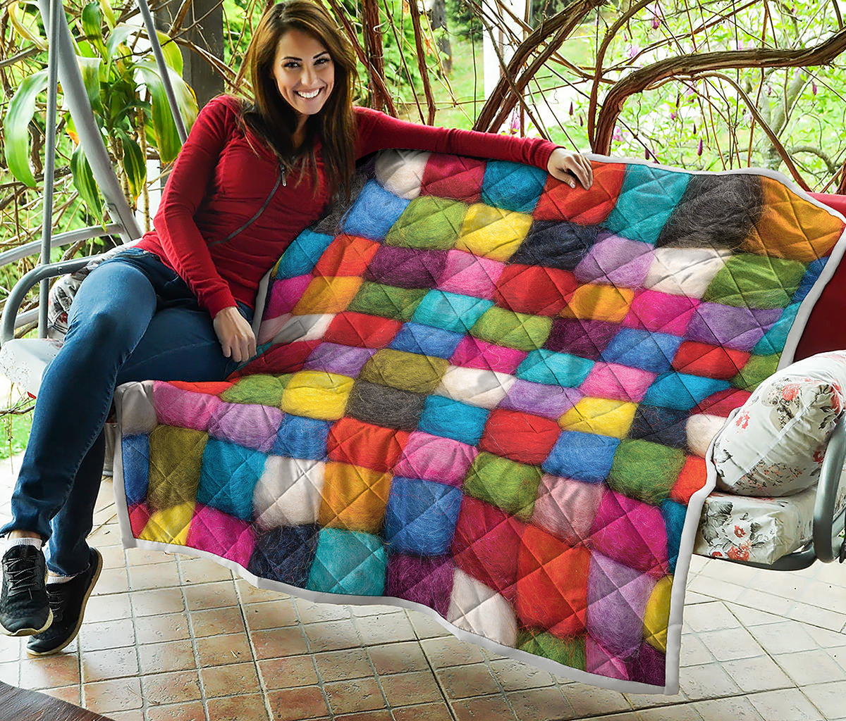 Colorful Yarn Balls Print Quilt