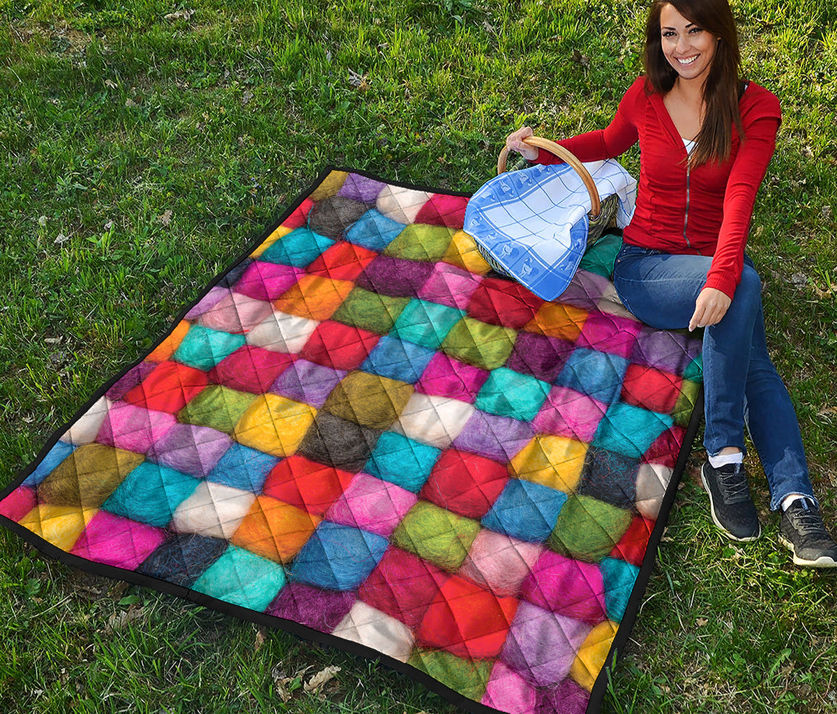 Colorful Yarn Balls Print Quilt