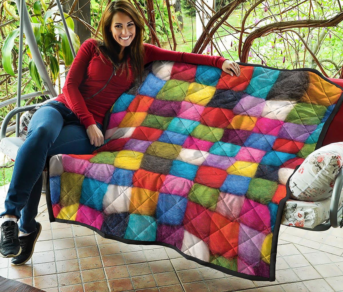 Colorful Yarn Balls Print Quilt
