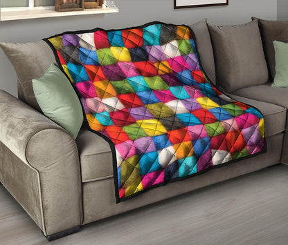 Colorful Yarn Balls Print Quilt