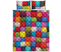 Colorful Yarn Balls Print Quilt Bed Set