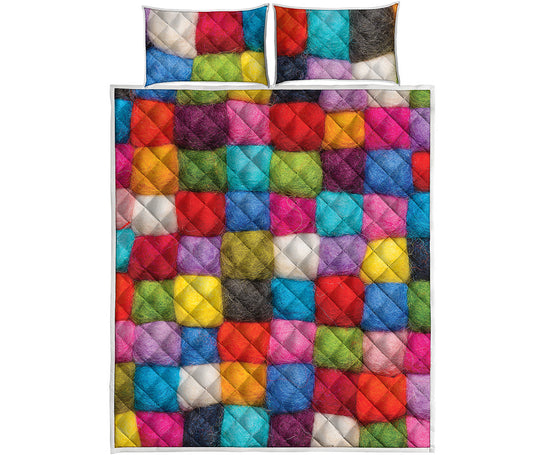 Colorful Yarn Balls Print Quilt Bed Set