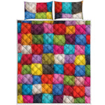 Colorful Yarn Balls Print Quilt Bed Set