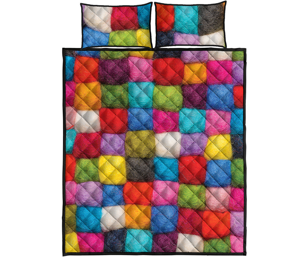 Colorful Yarn Balls Print Quilt Bed Set
