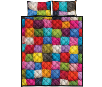 Colorful Yarn Balls Print Quilt Bed Set
