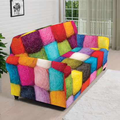 Colorful Yarn Balls Print Sofa Cover