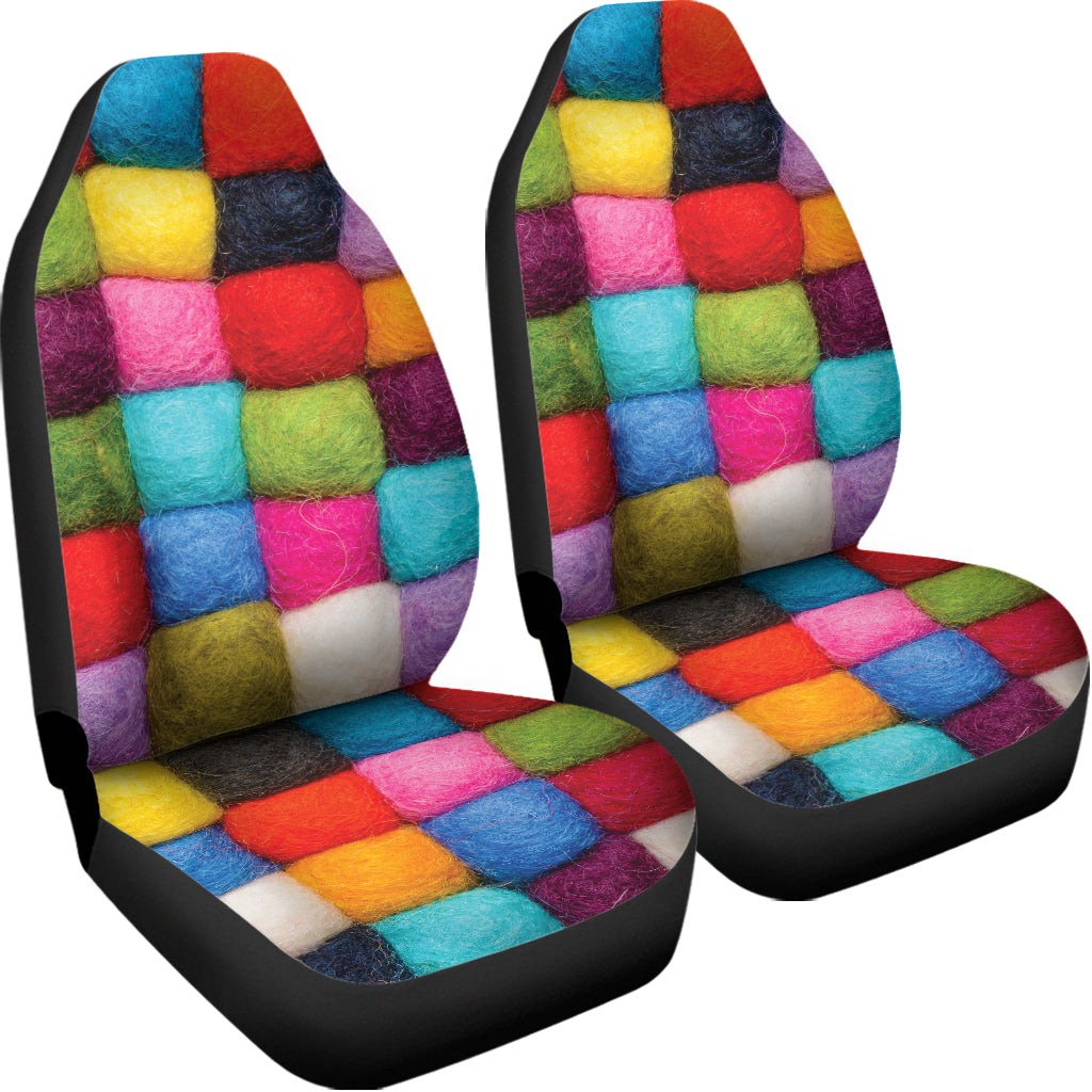 Colorful Yarn Balls Print Universal Fit Car Seat Covers