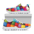 Colorful Yarn Balls Print White Running Shoes